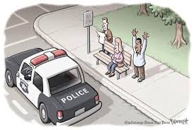 images one man hands up..w police card 2 white folks w hands down