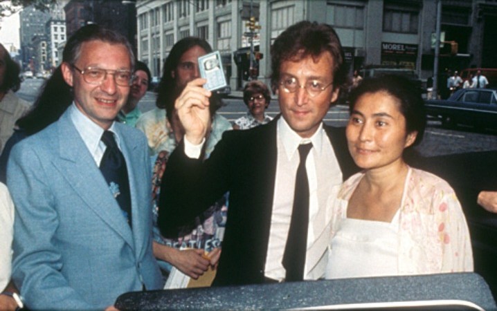 Attorney Leon Wildes with John Lennon and Yoko Ono in New York.