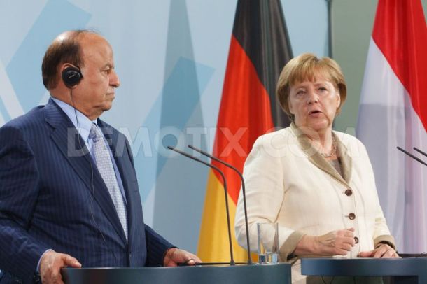 Yemen President Hadi with German Chancellor Merkel