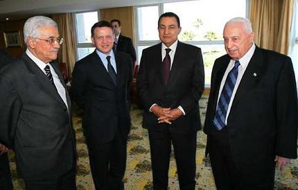 Palestinian-Prime-Minister-Mahmoud-Abbas-Jordanian-King-Abdullah-ii-Egyptian-President-Hosni-Mubarak-and-israeli-Prime-Minister-Ariel-Sharon