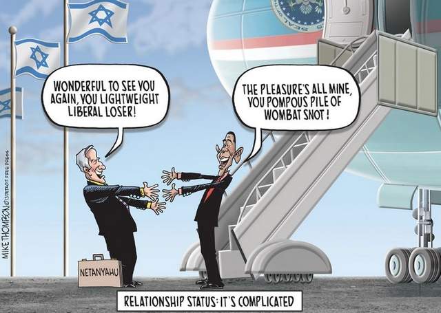ISRAEL bilde GREAT CARTOON OBAMA NETANYAHU