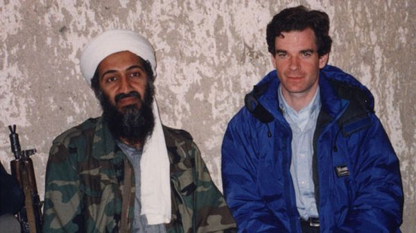 Osama Bin Laden with journalist Peter Bergen