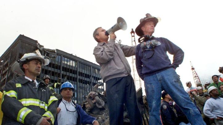 President George Bush at 9/11 site