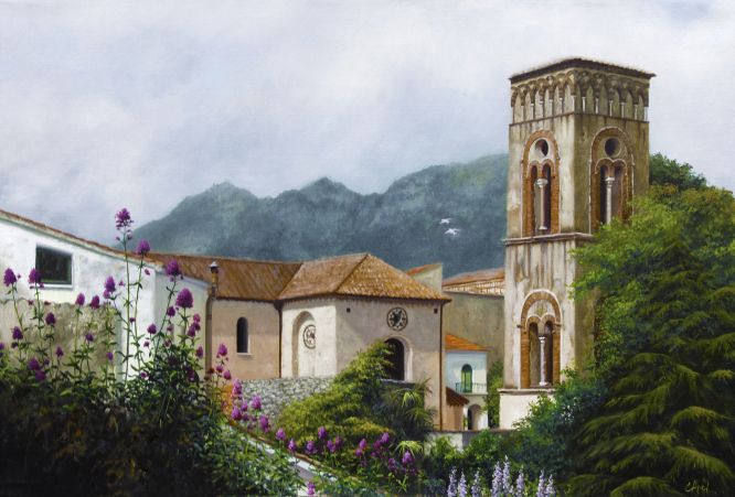 Bell Tower of Church St. Panteleone; painting by Chris Apel