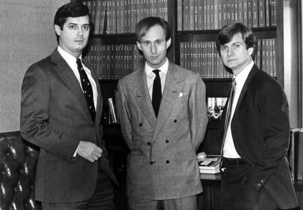 -Paul Manafort, Roger Stone and Lee Atwater, young Republicans political operatives who have set up lobbying firms. (Photo by Harry Naltchayan/The Washington Post via Getty Images)