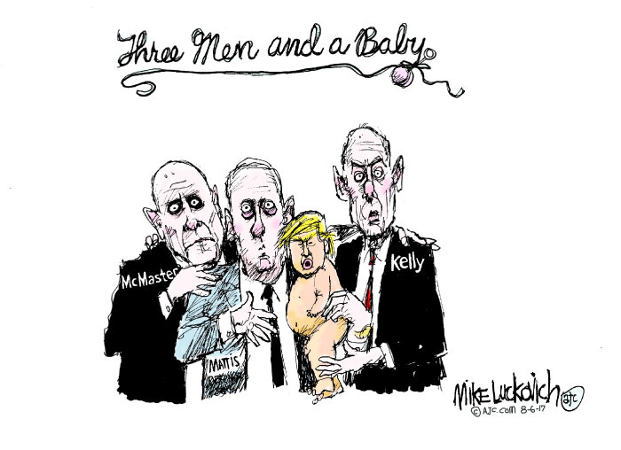 Image result for cartoon of 3 generals with baby trump